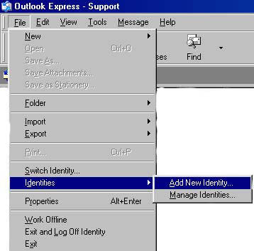 Click on File/Identities/Add New Identy